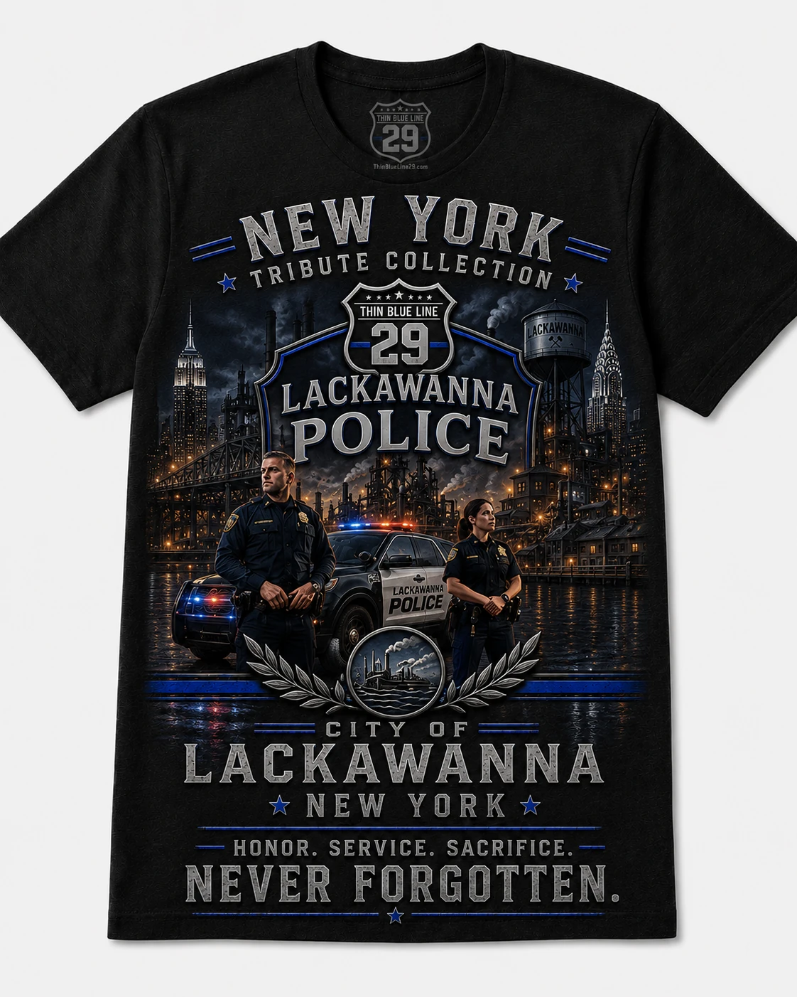Complete Lackawanna Police tribute shirt design